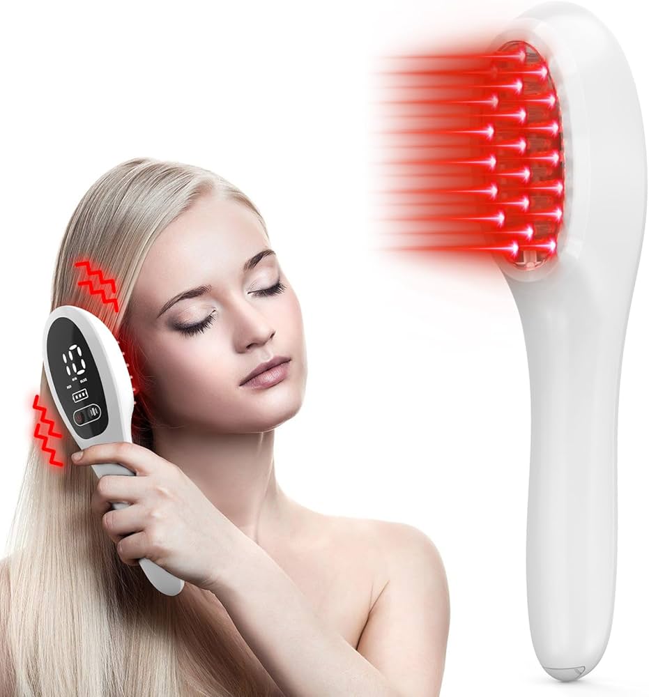 Red LED Light Therapy Hair Brush for Scalp and Hair Regeneration