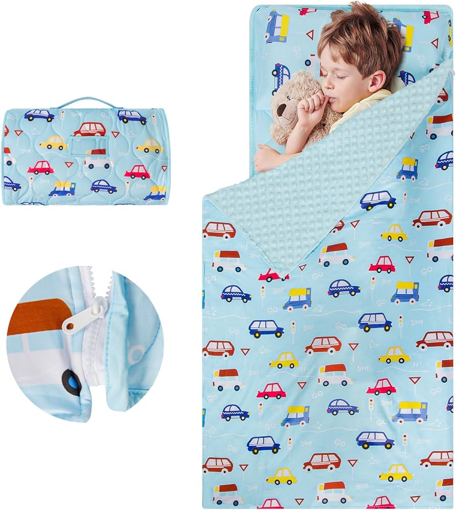 Nap Mat Blanket with Pillow Attached – Perfect for Preschool Naps